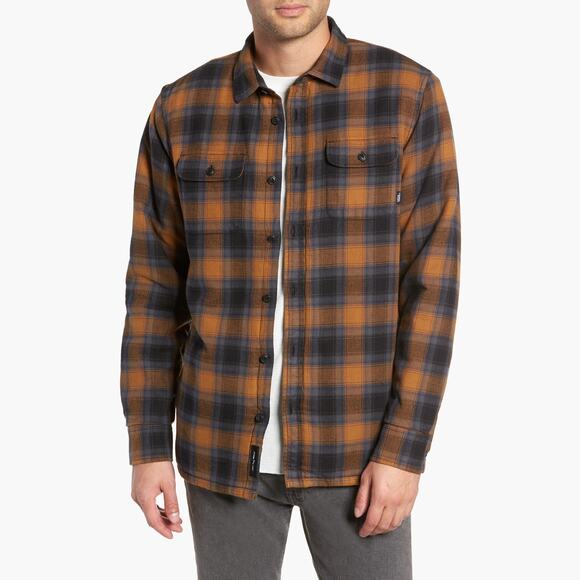 VANS "Loomis" Plaid Fleece Lined Flannel Shirt Jacket (Brown/Blue/Black | Med) - Picture 1 of 9